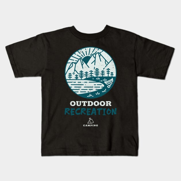 Camping Outdoorsman Mountains Kids T-Shirt by Tip Top Tee's